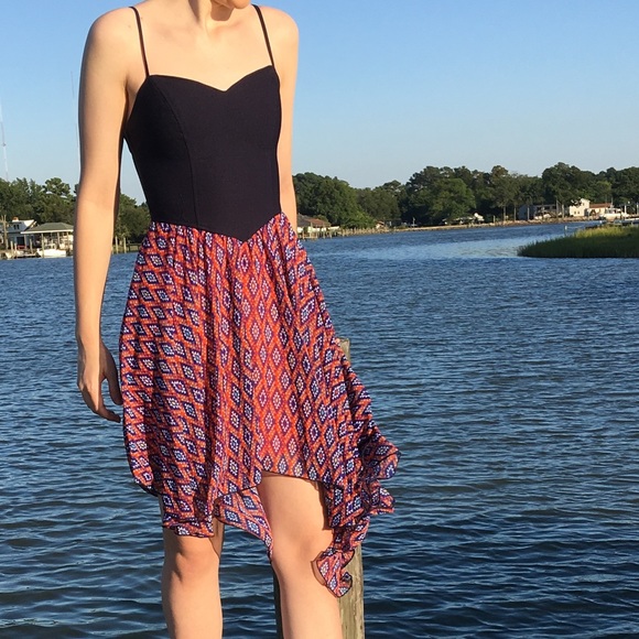 B Darlin Dresses & Skirts - Navy print High low dress 5 6 B Darlin